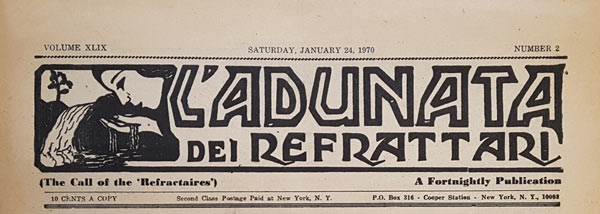 journal "L'Adunata dei Refrattari" du 24 janvier 1970