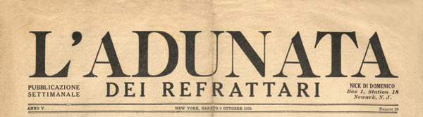 journal "L'Adunata dei refrattari" de 1926