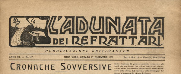 journal "L'Adunata dei Refrattari" du 27 d&eacute;cembre 1930