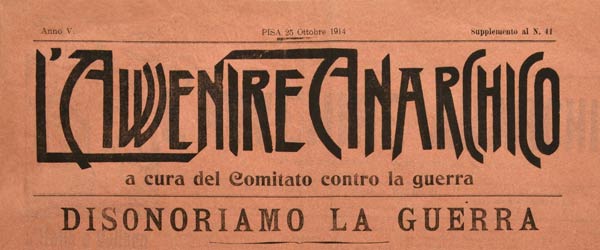 journal L'Avvenire Anarchico n° spécial 1914