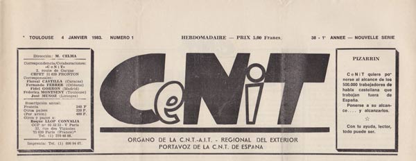 journa "Cenit" n1 du 4 janvier 1983