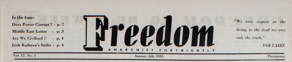 journal"Freedom" n1 du 6 janvier 1951