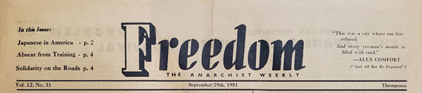 jouranl "Feedom" n31 du 29 septembre 1951