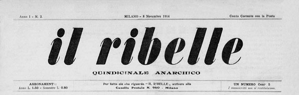 journal "Il Ribelle" n2 nov 1914