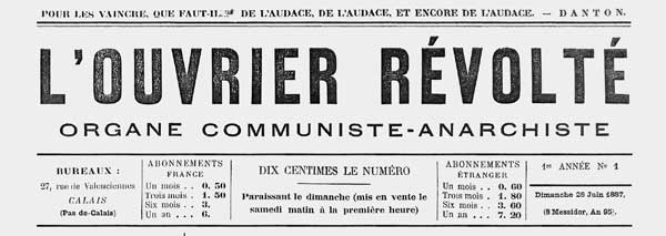 journal "L'Ouvrier Révolté" n1