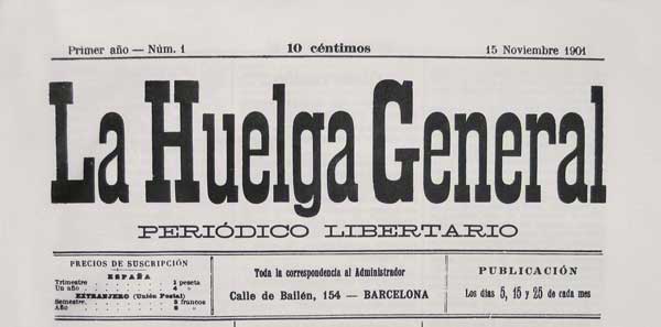 journal"La Huelga General" n1 du 15 novembre 1901