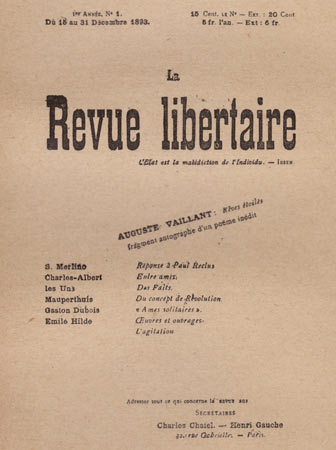 journal "La Revue Libertaire" n1 du 15 d&eacute;cembre 1893