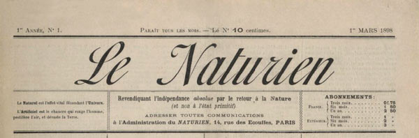 journal Le Naturien n&deg; 1 du 1er mars 1898