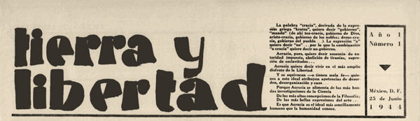 journal "Tierra y libertad" n1 le 25 juin 1944 &agrave; Mexico
